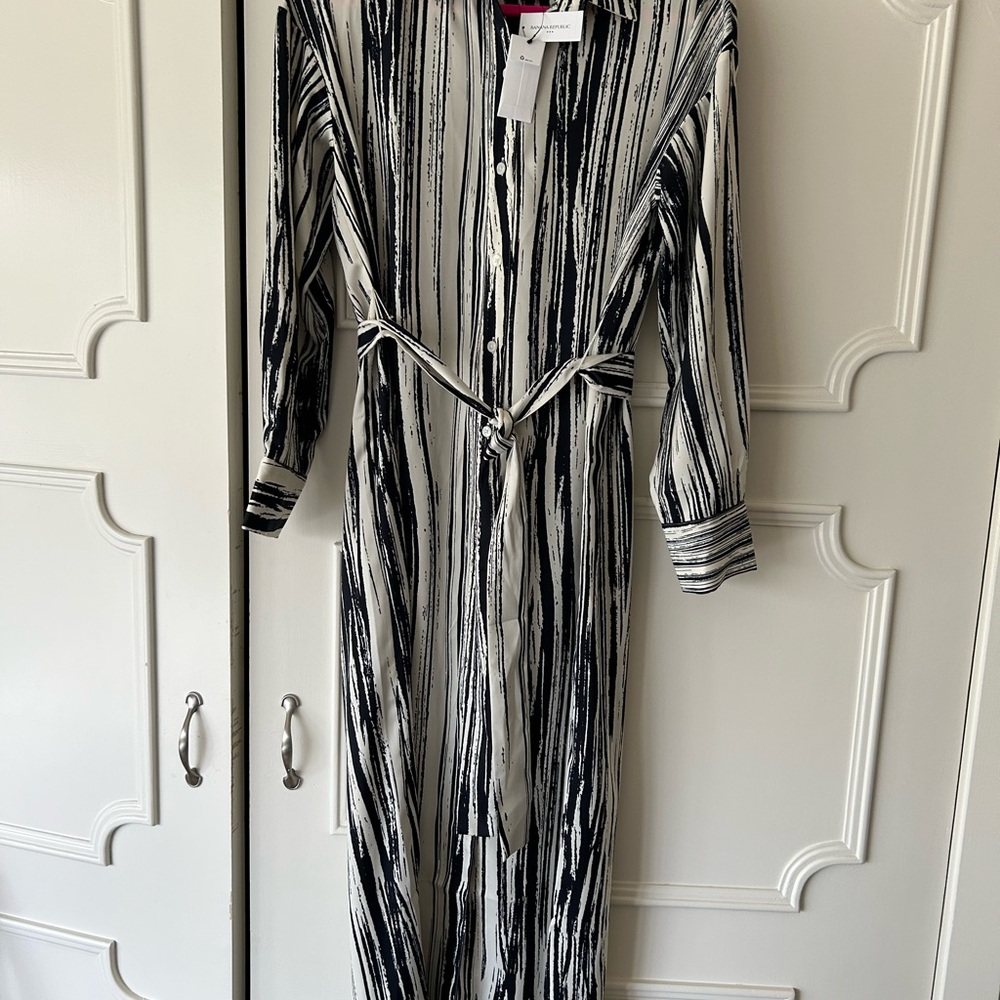 Banana Republic Monochrome Striped Dress NWT